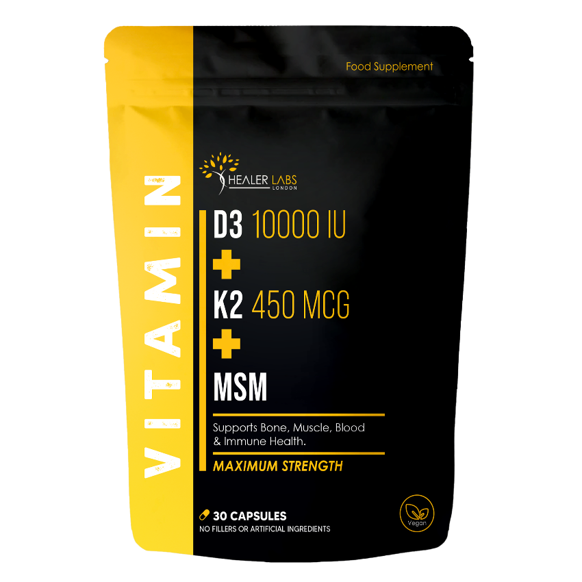 Vitamin D3 + K2 & MSM - 10,000 IU Vitamin D3, 450mcg Vitamin K2