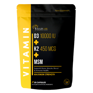 Vitamin D3 + K2 & MSM - 10,000 IU Vitamin D3, 450mcg Vitamin K2